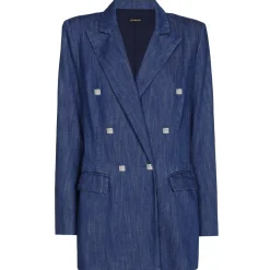Femmes Caroline Biss Gilets*1816-24 / Blazer En Jean Long Souple Coupe Legere