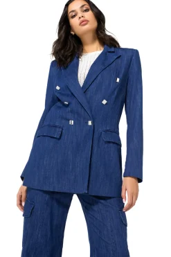 Femmes Caroline Biss Gilets*1816-24 / Blazer En Jean Long Souple Coupe Legere