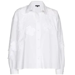 Femmes Caroline Biss Hauts*1608-90 / Blouse Courte Oversize En Coton Avec Broderie