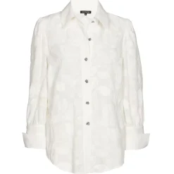 Femmes Caroline Biss Hauts*1614-91 / Blouse Droite En Coton Avec Broderie