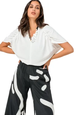 Femmes Caroline Biss Hauts*1691-91 / Blouse Droite Fluide Effet Manches