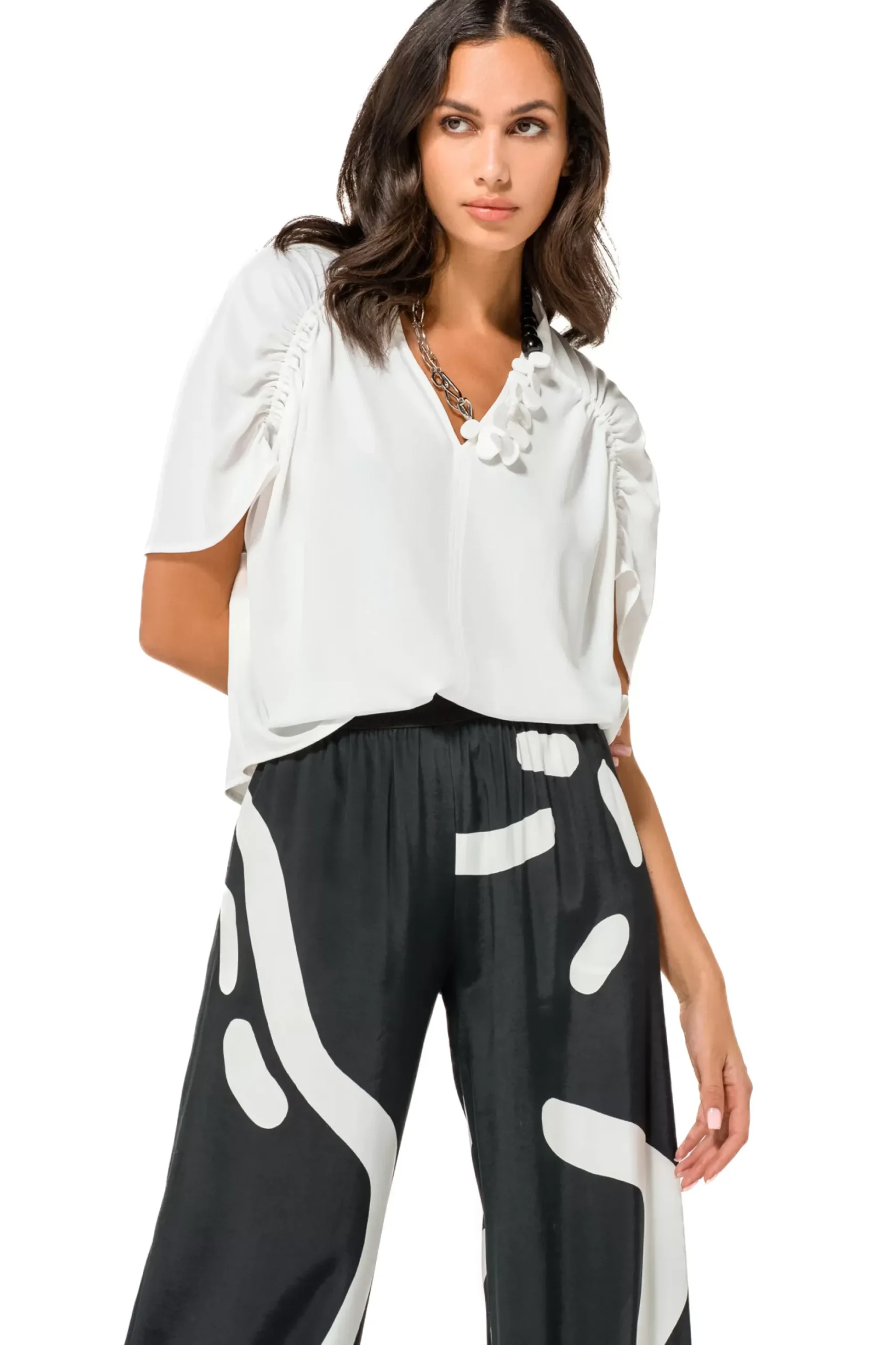 Femmes Caroline Biss Hauts*1691-91 / Blouse Droite Fluide Effet Manches