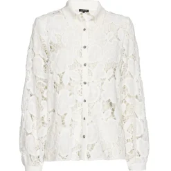 Femmes Caroline Biss Hauts*1606-91 / Blouse En Coton Semi-Transparent Avec Broderie