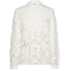 Femmes Caroline Biss Hauts*1606-91 / Blouse En Coton Semi-Transparent Avec Broderie