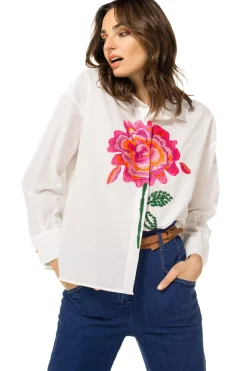 Femmes Caroline Biss Hauts*1669-69 / Chemise En Coton Avec Broderie
