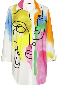 Femmes Caroline Biss Hauts*1609-79 / Chemise Longue Ete Coloree En Coton