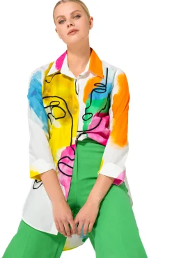 Femmes Caroline Biss Hauts*1609-79 / Chemise Longue Ete Coloree En Coton