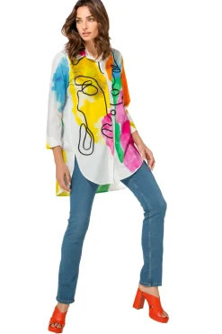 Femmes Caroline Biss Hauts*1609-79 / Chemise Longue Ete Coloree En Coton