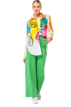 Femmes Caroline Biss Hauts*1609-79 / Chemise Longue Ete Coloree En Coton