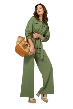 Femmes Caroline Biss Pantalon*1568-60 / Combinaison Confortable En Coton, Jambe Large
