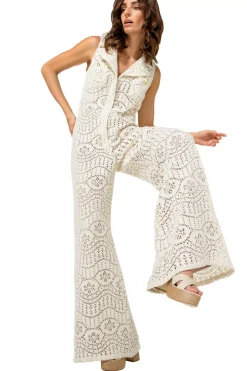 Femmes Caroline Biss Pantalon*1543-34 / Combinaison Fluide En Crochet, Jambe Large