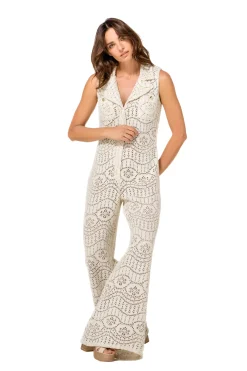 Femmes Caroline Biss Pantalon*1543-34 / Combinaison Fluide En Crochet, Jambe Large