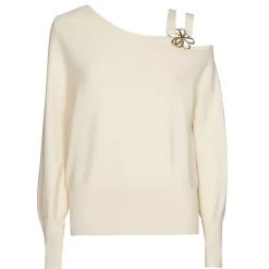 Femmes Caroline Biss Tire*1257-34 / Elegant Pull En Maille Fine Effet Epaule