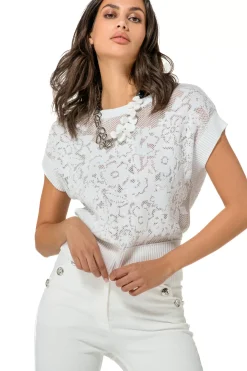 Femmes Caroline Biss Tire*1266-91 / Haut Semi-Transparent Elegant
