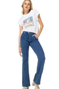 Femmes Caroline Biss Pantalon*1524-24 / Jean Bootcut Confortable, Taille Normale