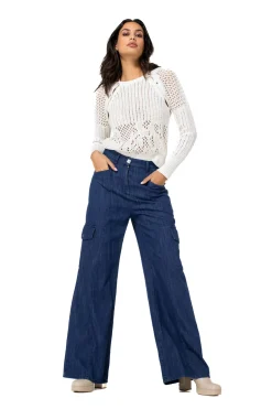 Femmes Caroline Biss Pantalon*1512-24 / Jean Cargo Fluide, Jambe Large, Taille Normale
