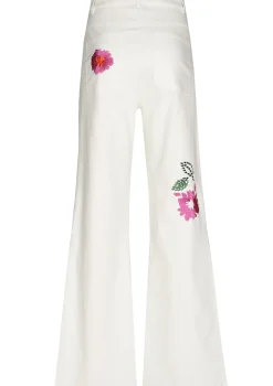 Femmes Caroline Biss Pantalon*1509-69 / Jean Confortable Avec Broderie, Jambe Evasee, Taille Normale