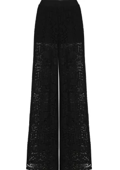 Femmes Caroline Biss Pantalon*1546-10 / Pantalon Fluide En Crochet, Jambe Large, Taille Normale