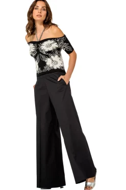 Femmes Caroline Biss Pantalon*1569-10 / Pantalon Large Confortable En Coton, Taille Normale