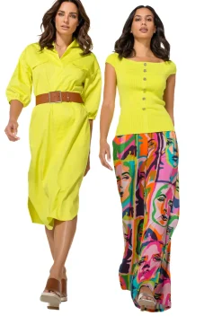 Femmes Caroline Biss Pantalon*1542-79 / Pantalon Palazzo Fluide, Taille Normale, Imprime Pop-Art