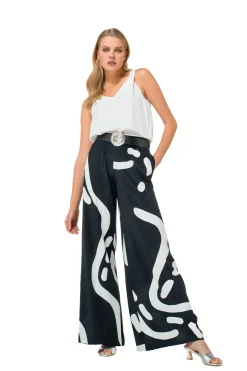 Femmes Caroline Biss Pantalon*1558-19 / Pantalon Palazzo Fluide, Taille Normale