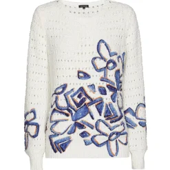 Femmes Caroline Biss Tire*1289-29 / Pull Ample Tricote Avec Imprime