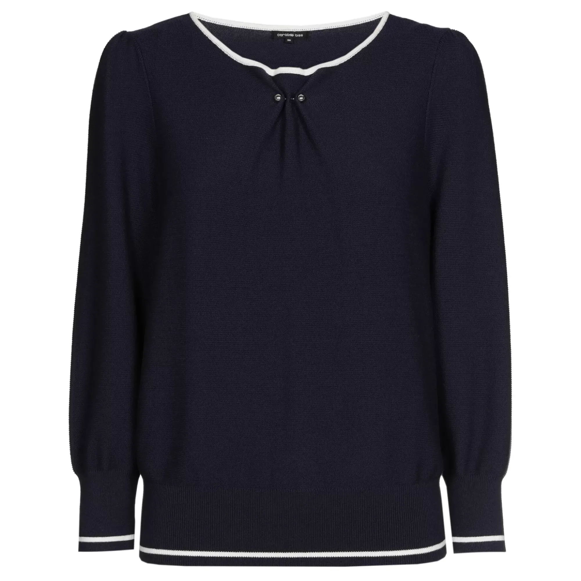 Femmes Caroline Biss Tire*1248-21 / Pull Bicolore Maille Fine