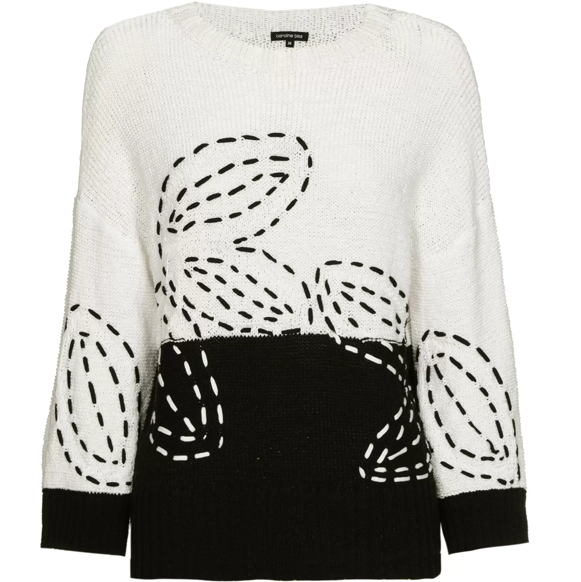 Femmes Caroline Biss Tire*1298-19 / Pull Coton Bicolore