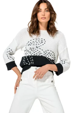 Femmes Caroline Biss Tire*1298-19 / Pull Coton Bicolore