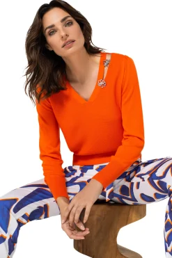 Femmes Caroline Biss Tire*1259-53 / Pull Elegant En Maille Fine 2 Styles