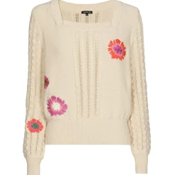 Femmes Caroline Biss Tire*1222-34 / Pull En Coton Avec Broderie