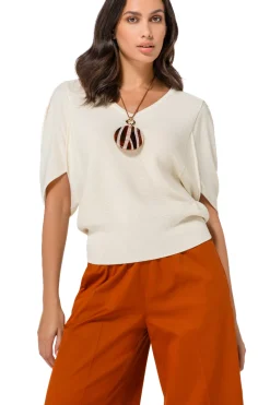 Femmes Caroline Biss Tire*1247-34 / Pull En Maille Fine Effet Manches
