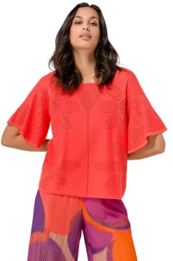 Femmes Caroline Biss Tire*1249-72 / Pull En Maille Fine Effet Fleur