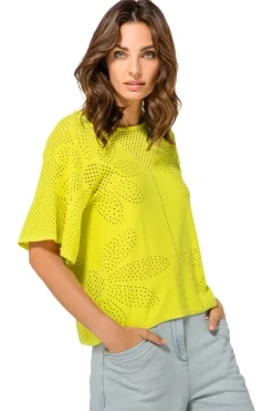 Femmes Caroline Biss Tire*1249-80 / Pull En Maille Fine Effet Fleur