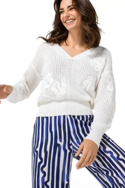 Femmes Caroline Biss Tire*1294-91 / Pull Feminin Effet Broderie