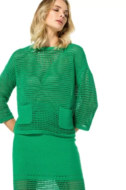 Femmes Caroline Biss Tire*3213-61 / Pull Long En Crochet Transparent