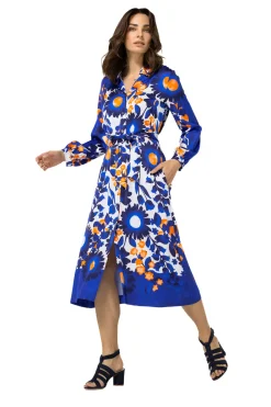 Femmes Caroline Biss Robes*1172-29 / Robe Chemise Midi Fluide