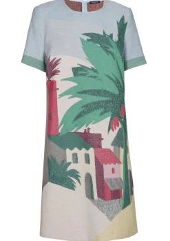 Femmes Caroline Biss Robes*1152-69 / Robe Droite En Coton Imprime All-Over