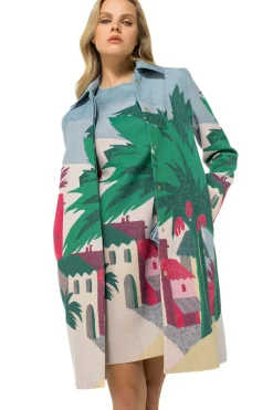 Femmes Caroline Biss Robes*1152-69 / Robe Droite En Coton Imprime All-Over