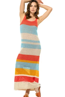 Femmes Caroline Biss Robes*3110-89 / Robe Midi Au Crochet D'Ete