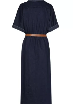 Femmes Caroline Biss Robes*1114-23 / Robe Midi Droite En Jean Stretch
