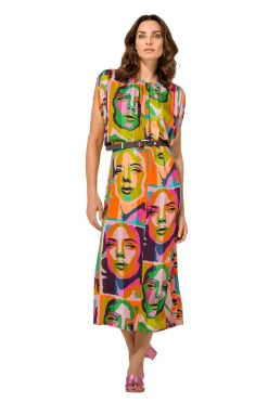 Femmes Caroline Biss Robes*1142-79 / Robe Midi Fluide Pop-Art
