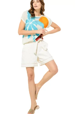 Femmes Caroline Biss Pantalon*3579-93 / Short Confortable En Coton, Taille Haute