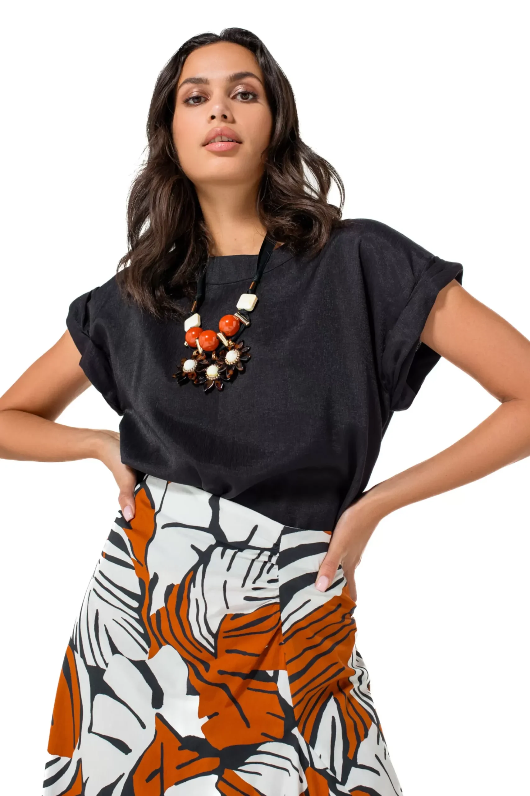 Femmes Caroline Biss Hauts*1627-10 / Top Droit Effet Manches