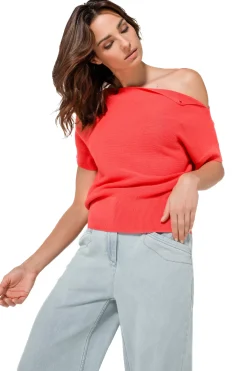 Femmes Caroline Biss Tire*1246-72 / Top En Maille Fine Effet Epaule