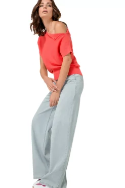 Femmes Caroline Biss Tire*1246-72 / Top En Maille Fine Effet Epaule